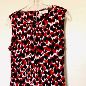 Calvin Klein Red, White and Black Print Sleeveless Top
